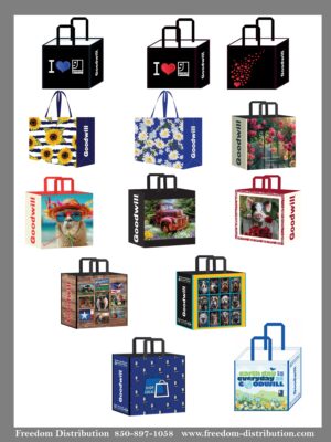 Sturdy Reusable Goodwill Branded Shopping Bags Sold by CASE 1 Pallet (32 cases) Minimum